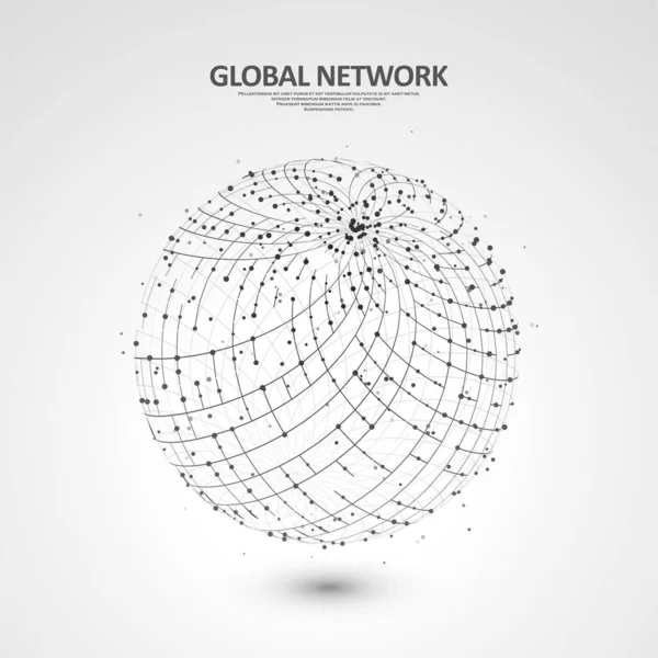 Antecedentes Tecnológicos Globais Abstratos Conexão Rede Global Ponto Curva Construíram —  Vetores de Stock