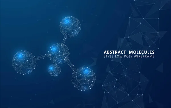 Moléculas Poligonais Abstratas Wireframe Antecedentes Células Genéticas Conceito Gráfico Para — Vetor de Stock