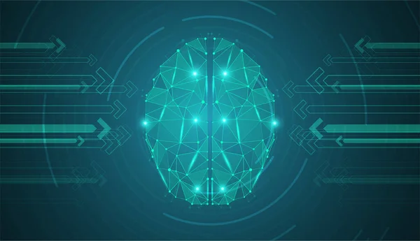 Abstrato Cérebro Poligonal Inteligência Artificial Conceito Aprendizado Máquina Triângulos Com —  Vetores de Stock