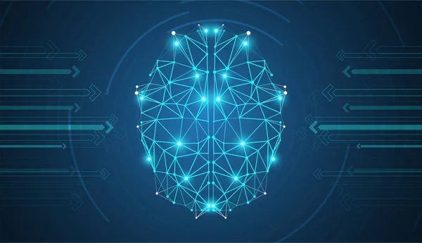Αφηρημένος Πολυγωνικός Εγκέφαλος Τεχνητή Νοημοσύνη Και Μηχανική Μάθηση Έννοια Τρίγωνα — Διανυσματικό Αρχείο