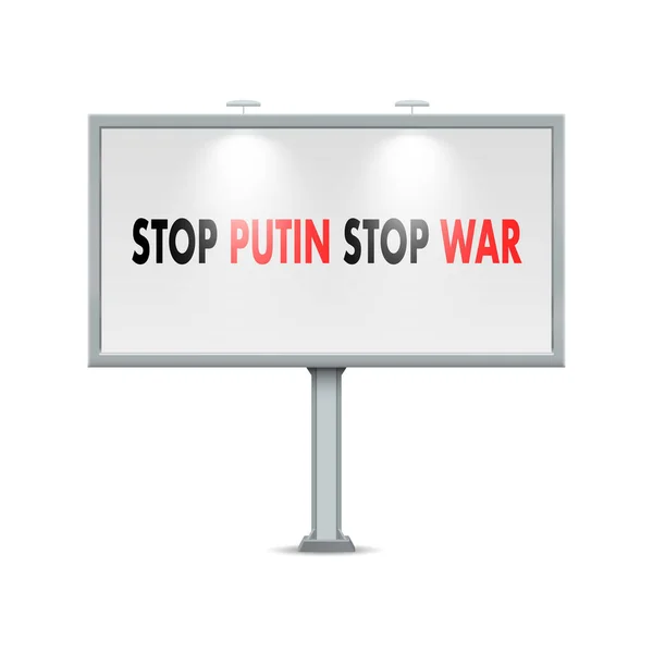 Pare Cartaz Putin Stop War Ilustração Isolada Sobre Fundo Branco — Vetor de Stock