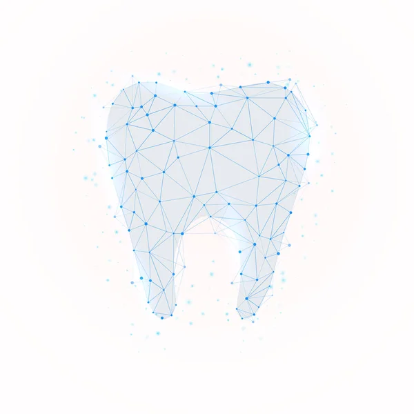 Diente Cuidado Dental Tecnologías Digitales Odontología Estilo Futurista Poligonal Concepto — Vector de stock