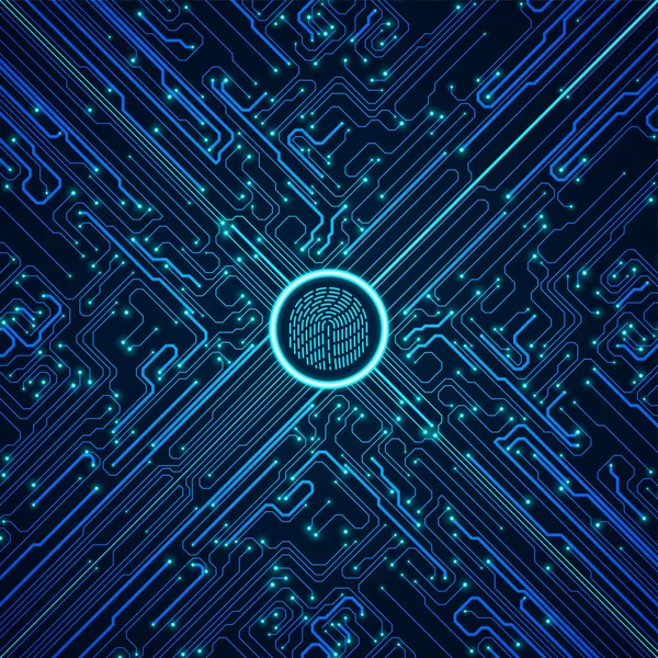 Cyber Security Dint Fingerprint Scanning Abstract Technology Background Circuit Board — Vettoriale Stock