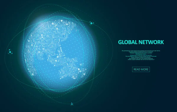要旨グローバル技術の背景 デジタルデータの可視化 あなたのデザインのグラフィックコンセプト — ストックベクタ
