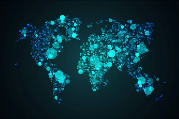 地球の抽象地図 ドット粒子から世界地図 あなたのデザインのグラフィックコンセプト — ストックベクタ