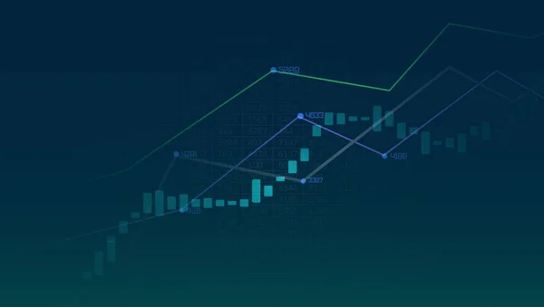 Cuadro Financiero Con Gráficos Línea Ascendente Candelabros Visualización Abstracta Infografías — Vector de stock