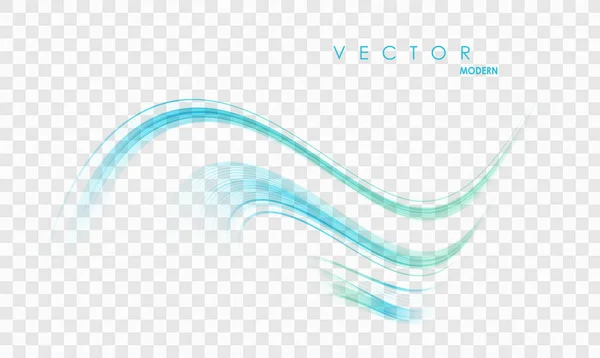 透明な背景に青い波を抽象化 あなたのデザインのグラフィックコンセプト — ストックベクタ