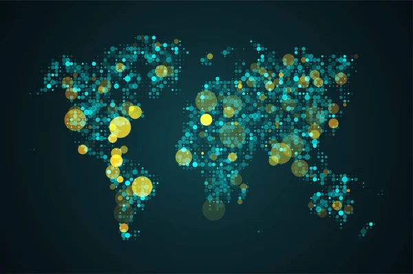 Abstrakcyjna Mapa Globu Mapa Świata Cząsteczek Kropki Koncepcja Graficzna Dla — Wektor stockowy