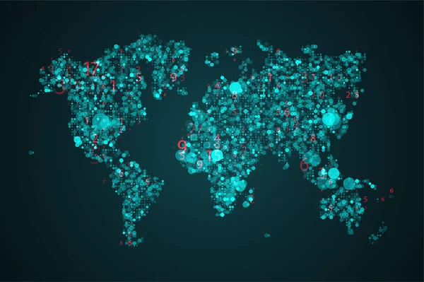 Abstrakcyjna Mapa Globu Mapa Świata Cząsteczek Kropki Koncepcja Graficzna Dla — Wektor stockowy