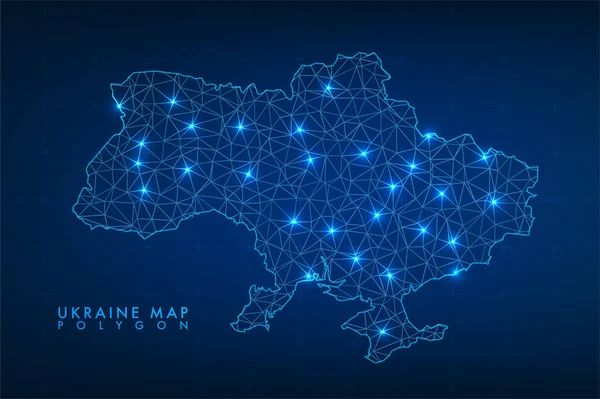 Abstract Ukraine Map Polygon Style Background Connecting Dots Lines Graphic — Vetor de Stock