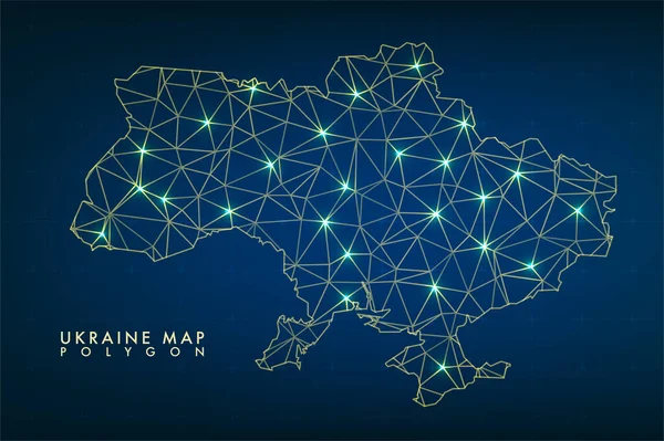 Abstract Ukraine Map Polygon Style Background Connecting Dots Lines Graphic — Stockvektor