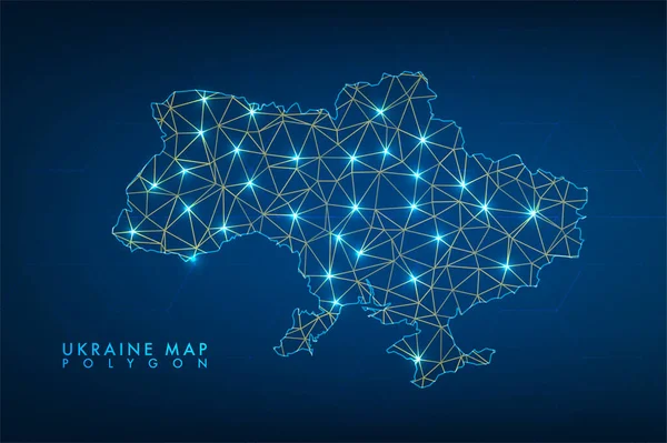 Abstract Ukraine Map Polygon Style Background Connecting Dots Lines Graphic — Vetor de Stock