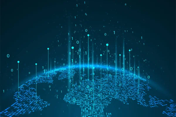 Mapa Del Planeta Abstracto Concepto Gráfico Red Global Visualización Macrodatos — Archivo Imágenes Vectoriales