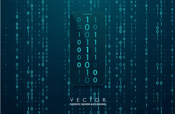 Transmisión Digital Virtual Abstracta Fondo Código Informático Binario Estructura Nube — Vector de stock