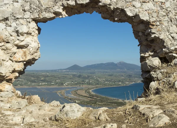 Lagune van divari (gialova)-weergave — Stockfoto