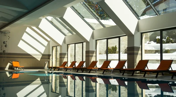 Indoor swimming pool in winter