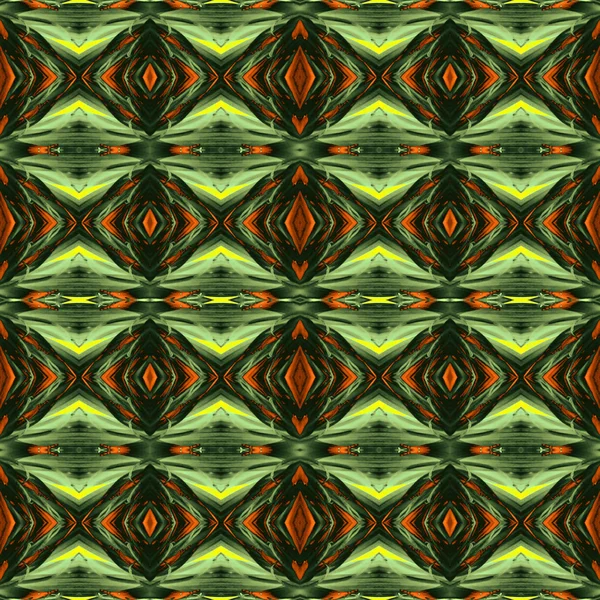 Ethnic seamless green and orange pattern — Stock Photo, Image