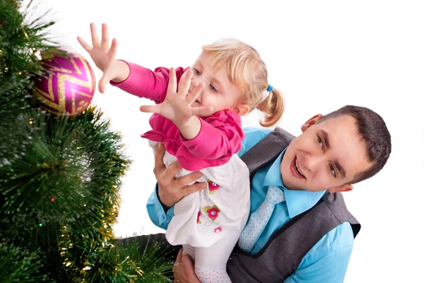 Glückliche Familie hat Spaß mit Weihnachtsgeschenken — Stockfoto