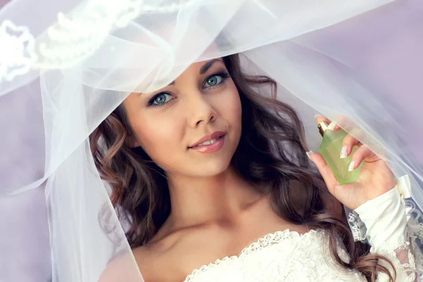 美丽的新娘的画像。婚纱礼服. — 图库照片