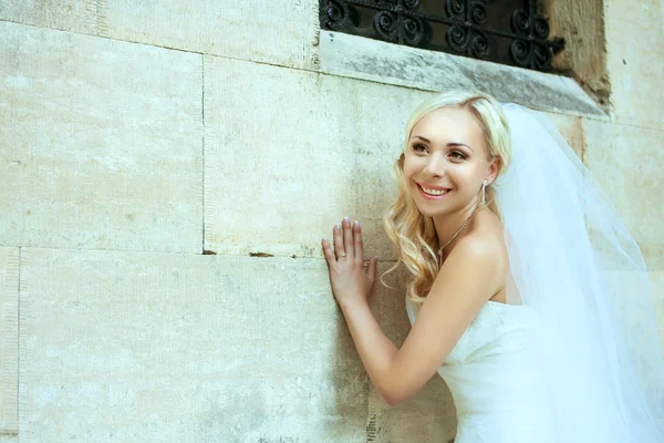 Retrato de la novia bonita mirando a la cámara — Foto de Stock