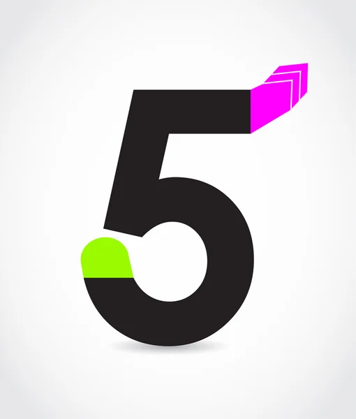 Número decorativo de origami con diseño especial - cinco — Vector de stock