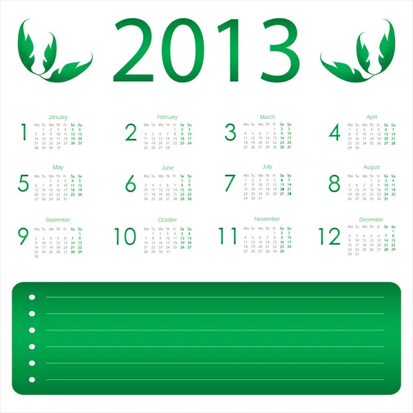 Kalender voor 2013 — Stockvector