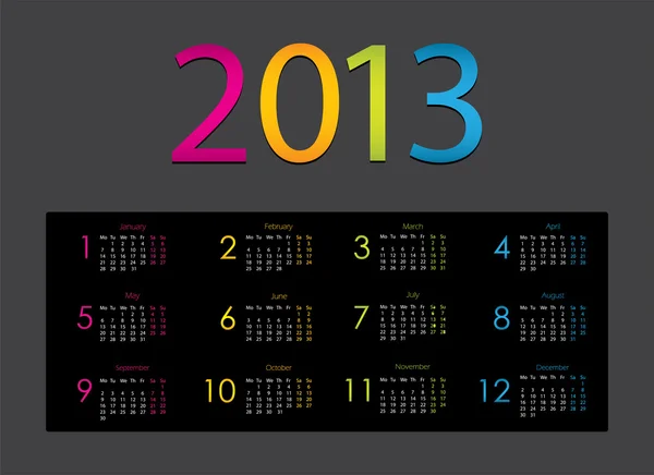 Colorful 2013 calendar with special design — Stock Vector