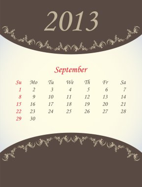 takvimi 2013 - Eylül