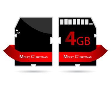 SD kartı ile özel kırmızı kurdele ve merry christmas metin