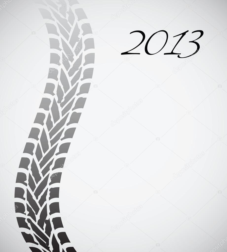 Road tire track with special design, 2013 background