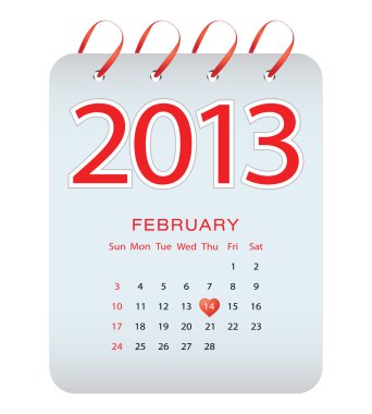 vektörel takvim - Şubat 2013