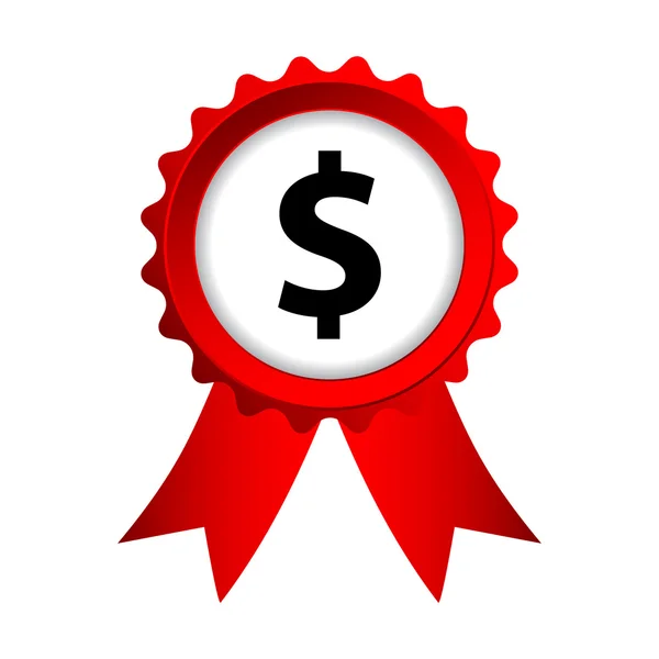 Kurdela ve dolar işareti olan kırmızı etiket — Stok Vektör