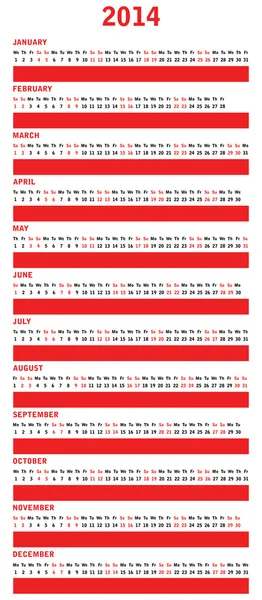 Calendario vettoriale anno 2014 con design speciale — Vettoriale Stock