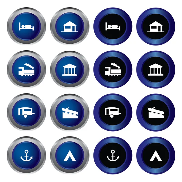 Tourist locations icon set — Stock Vector