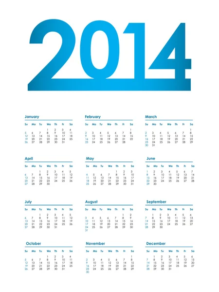 Календарь 2014 года, векторная иллюстрация — стоковый вектор