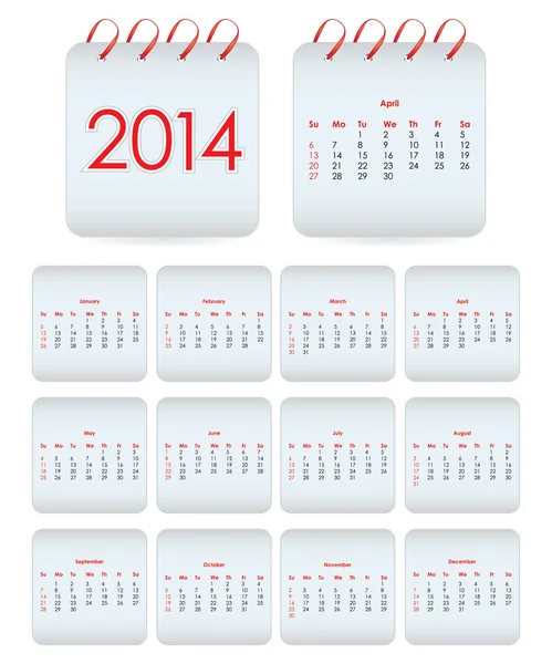 Calendario vectorial 2014 — Archivo Imágenes Vectoriales