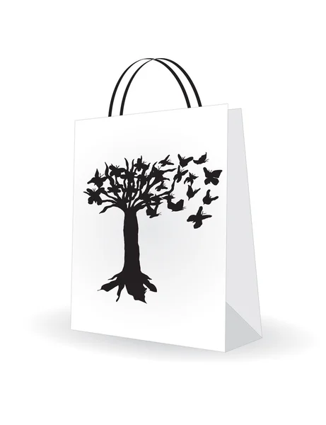 Shopping bag with special butterfly design — Stock Vector