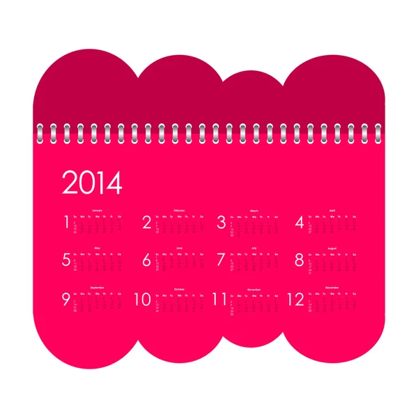 Calendario vectorial 2014 con diseño especial — Vector de stock