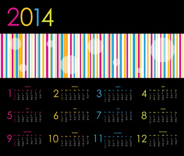 Vector calendar for 2014 — Stock Vector