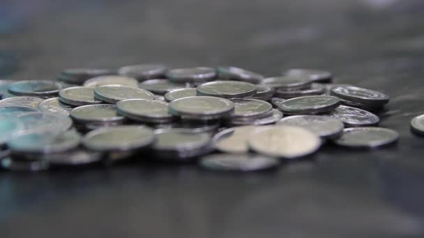 Monedas Metal Cerca — Vídeos de Stock