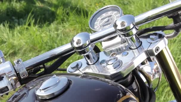 Zblízka Detaily Návrhu Motoru Motocyklu — Stock video