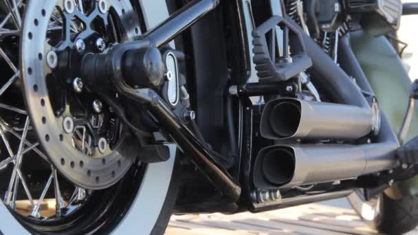 Primer Plano Detalles Diseño Del Motor Motocicleta — Vídeo de stock
