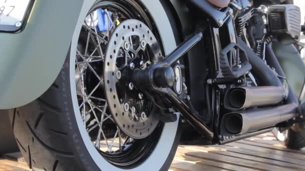 Close Van Motorfiets Motor Ontwerp Details — Stockvideo