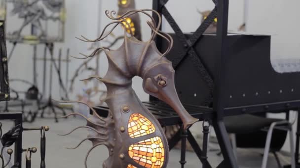 Metallische Ornamentale Smetallische Dekorative Pferd Meerestierpferd — Stockvideo