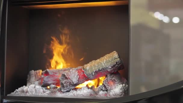 Artificial Fireplace Artificial Yellow Flame — Stock Video