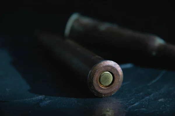Old Bullets Ammunition Dark Background Close Concept Modern Armaments Wars — Zdjęcie stockowe