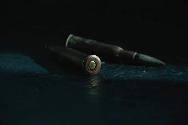 Old Bullets Ammunition Dark Background Close Concept Modern Armaments Wars — Stock Photo, Image