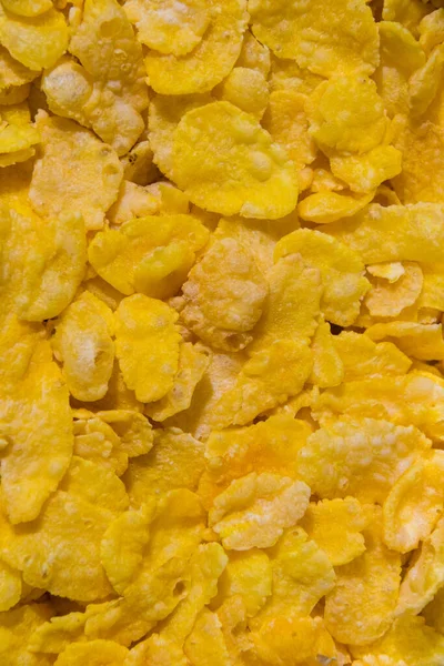 Deliciosos Flocos Milho Close Fundo Alimentos Texturizados Amarelos Com Espaço — Fotografia de Stock