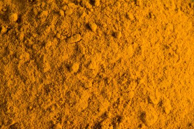 Fotokopi alanı, doğal boya, baharat zerdeçal içeren soyut gıda arka planı üst kattan kapatma vizesi.