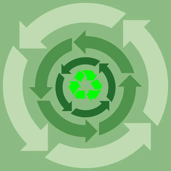 Sageti Simbol Reciclare Diferite Nuante Verde — Vector de stoc